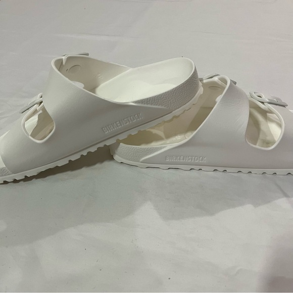 Birkenstock White Eva Double Straps Slip on Open Toe Slides Sandals Size 7 7.5 - Picture 4 of 10